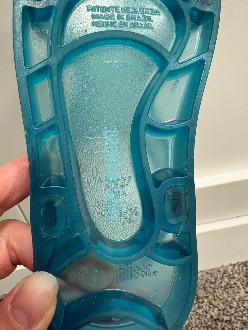 Mini Melissa Kids Teal Waterproof Sandals Size 11c